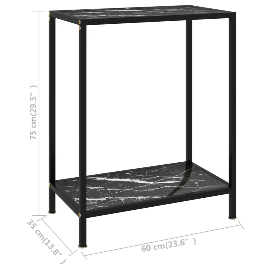 Table console Noir 60x35x75 cm Verre trempé - 6