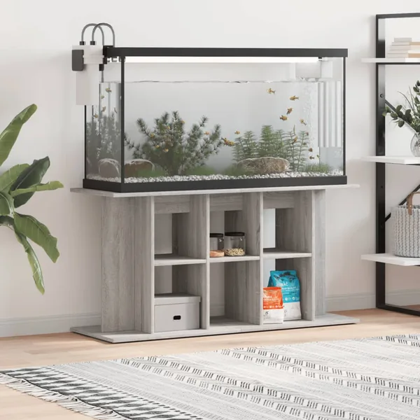 Support pour aquarium sonoma gris 120x40x60cm bois d'ingénierie