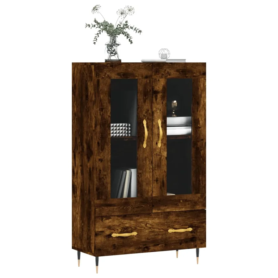 Buffet haut chêne fumé 69,5x31x115 cm bois d'ingénierie - 3