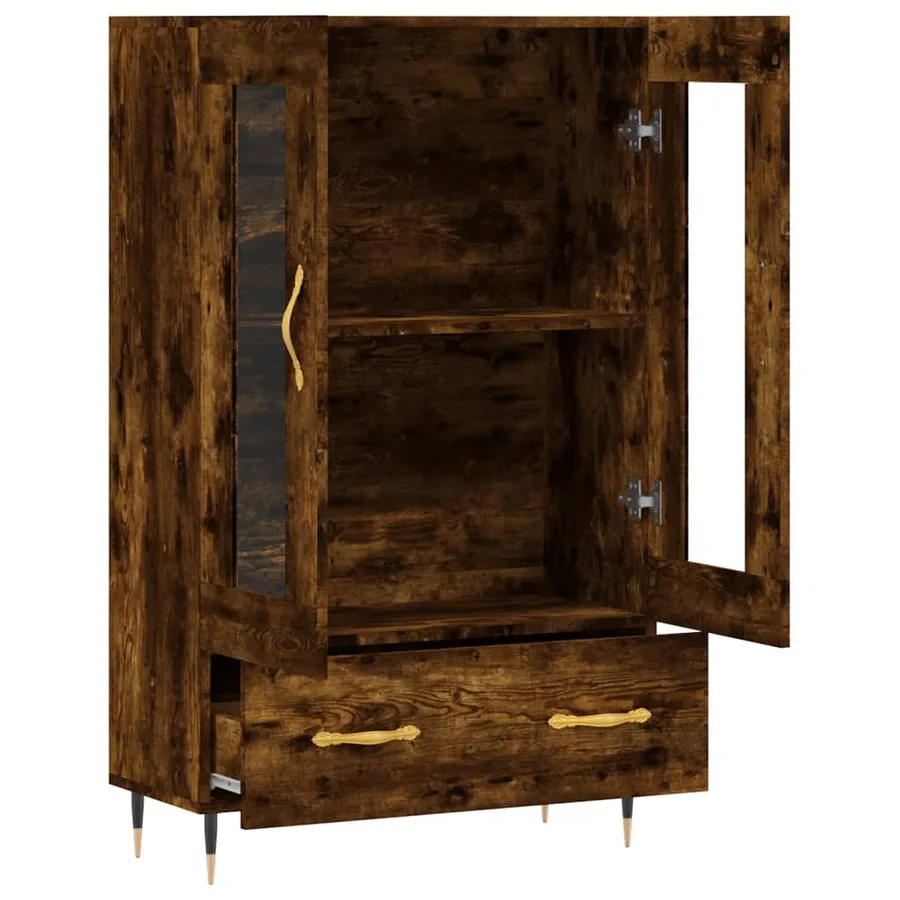 Buffet haut chêne fumé 69,5x31x115 cm bois d'ingénierie - 5