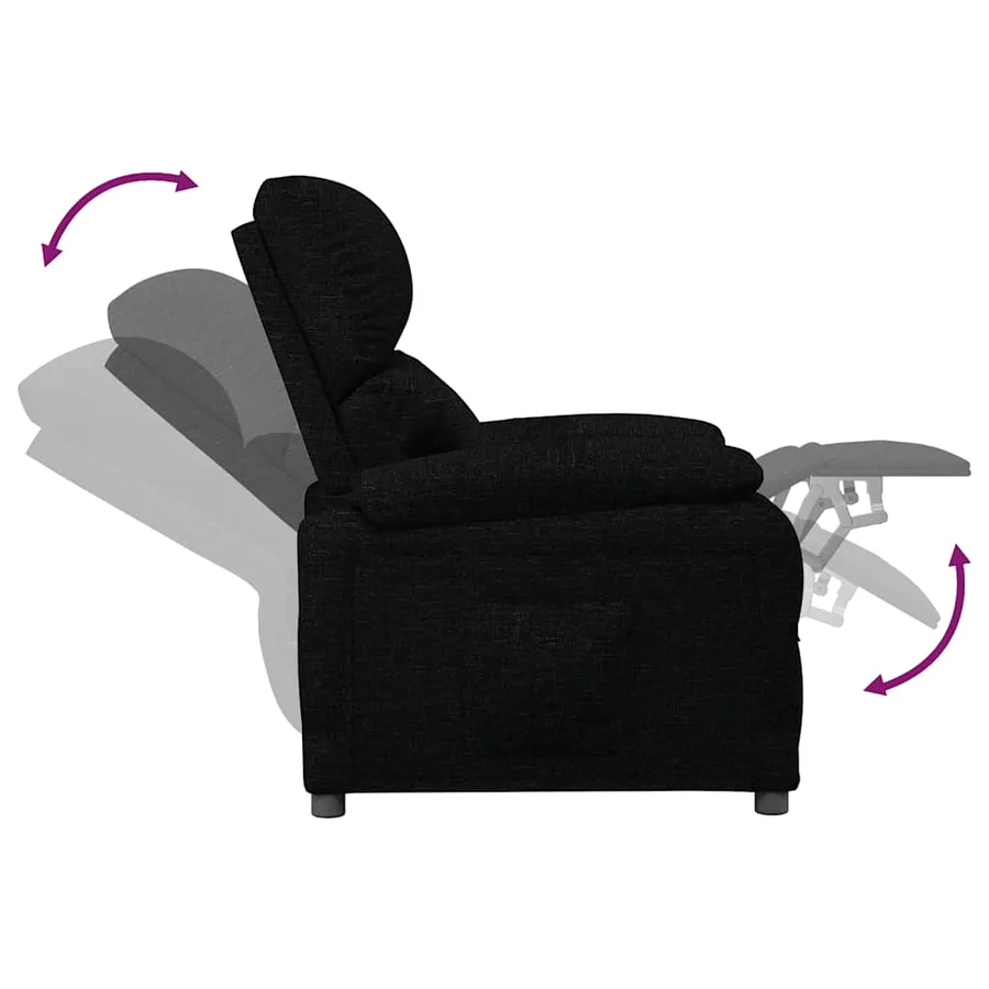 Fauteuil inclinable Noir Tissu - 6