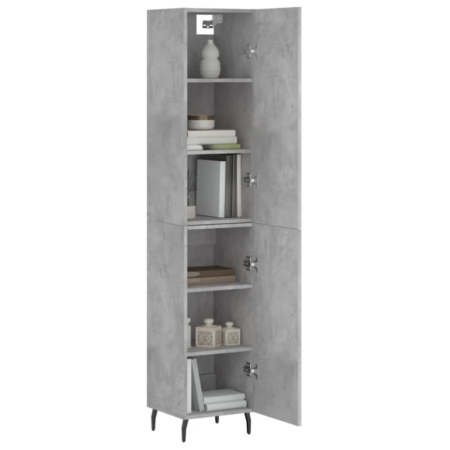 Buffet haut Gris béton 34,5x34x180 cm Bois d'ingénierie - 3