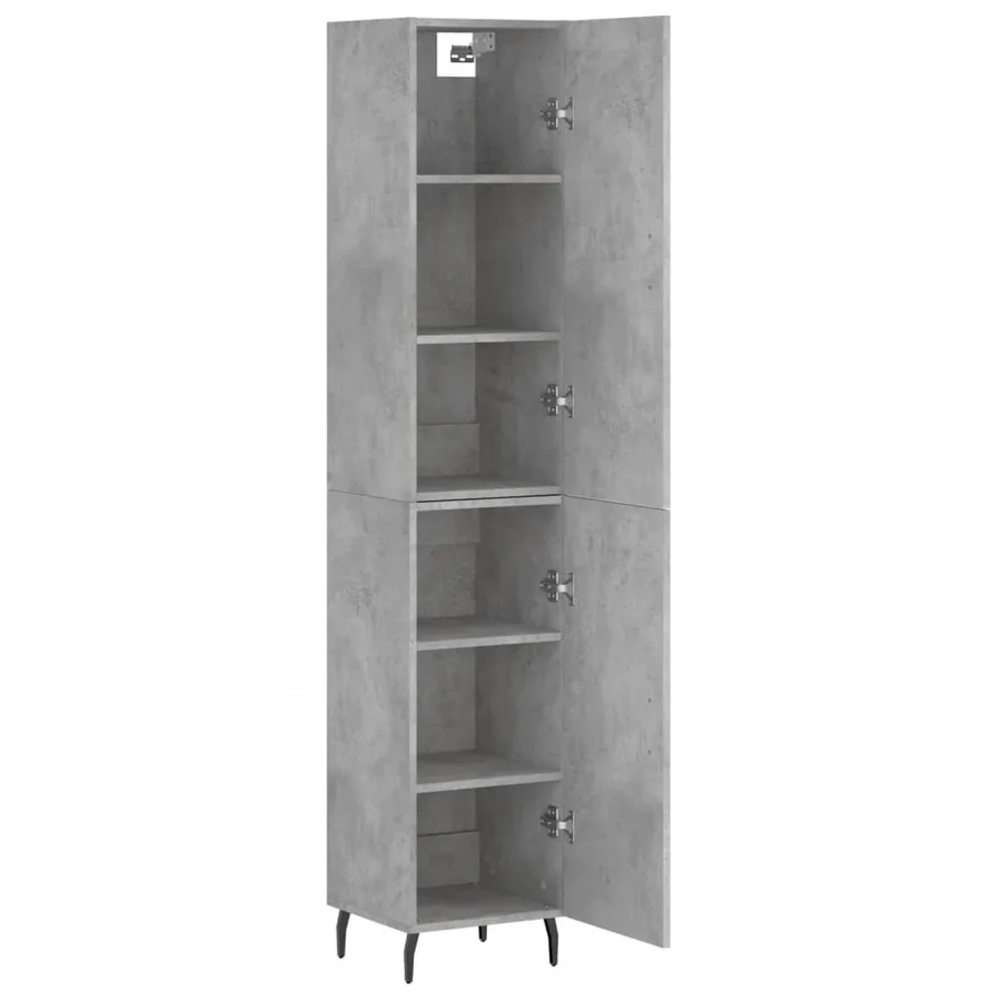 Buffet haut Gris béton 34,5x34x180 cm Bois d'ingénierie - 4