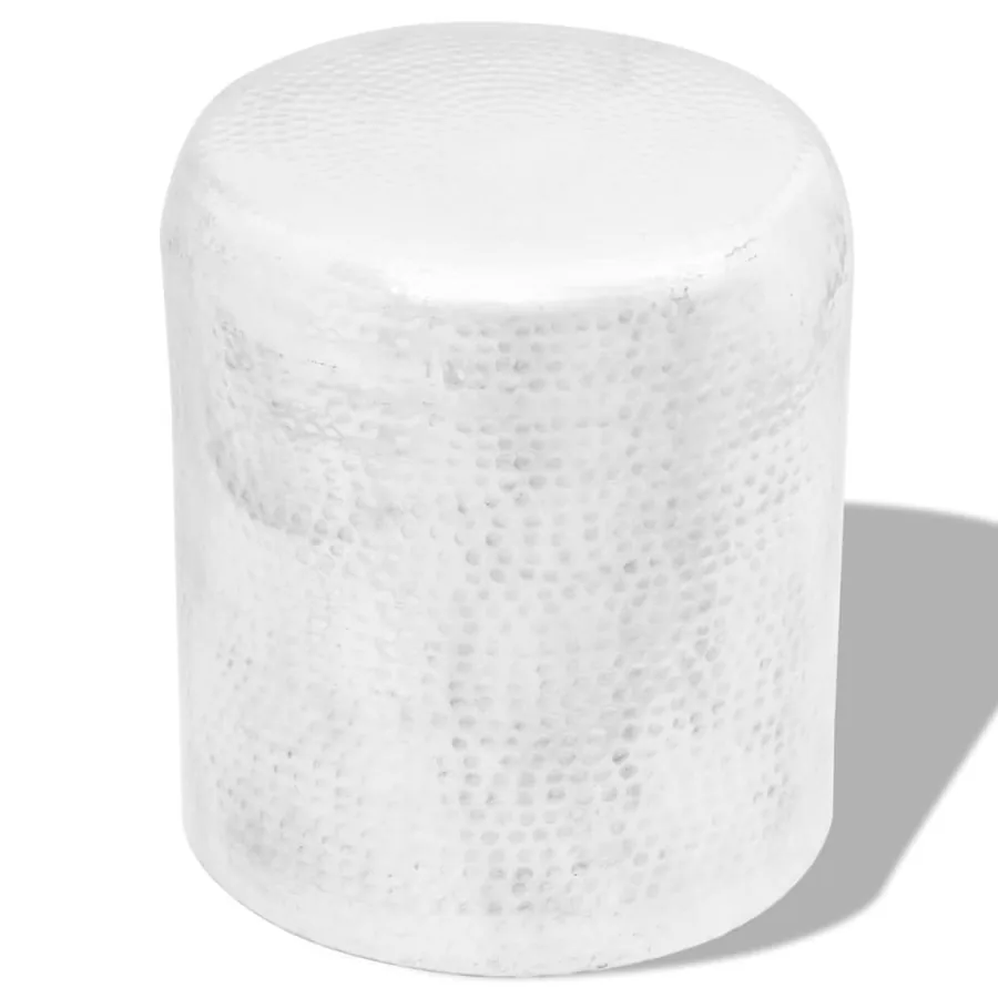 Table basse/tabouret martelé en aluminium Argenté