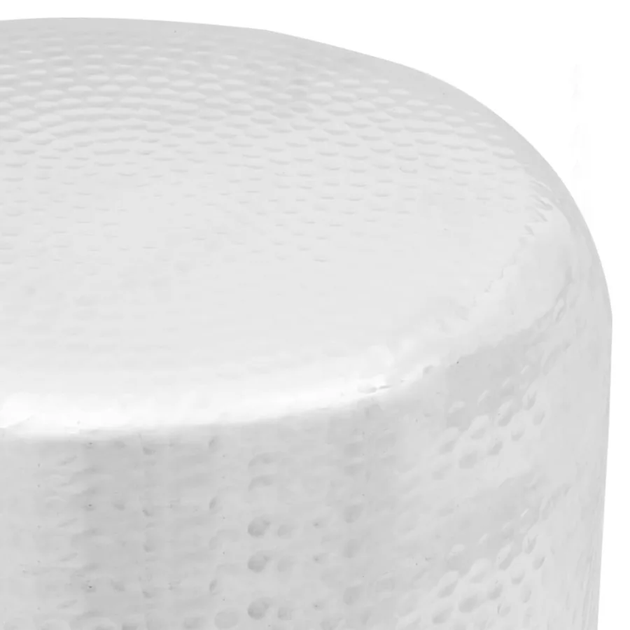 Table basse/tabouret martelé en aluminium Argenté - 3
