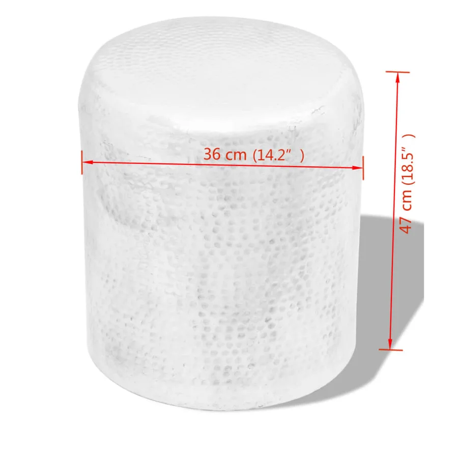 Table basse/tabouret martelé en aluminium Argenté - 4