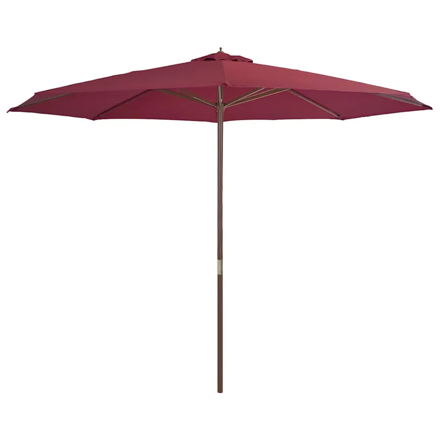 Parasol d'extérieur avec mât en bois 350 cm Bordeaux - 2