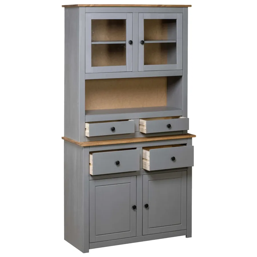Buffet haut Gris 93x40,5x180 cm Pin Gamme Panama - 2