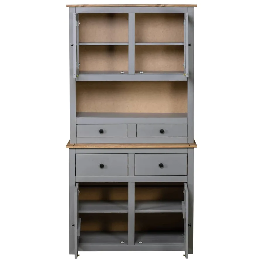 Buffet haut Gris 93x40,5x180 cm Pin Gamme Panama - 4
