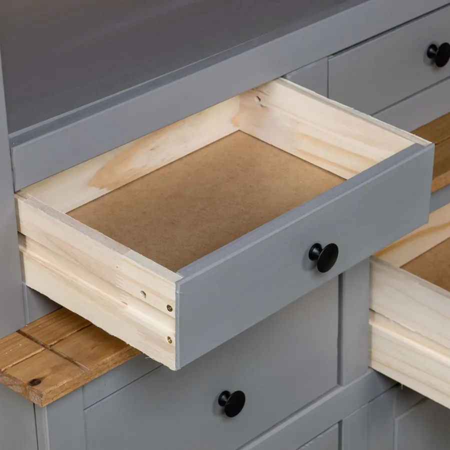 Buffet haut Gris 93x40,5x180 cm Pin Gamme Panama - 6