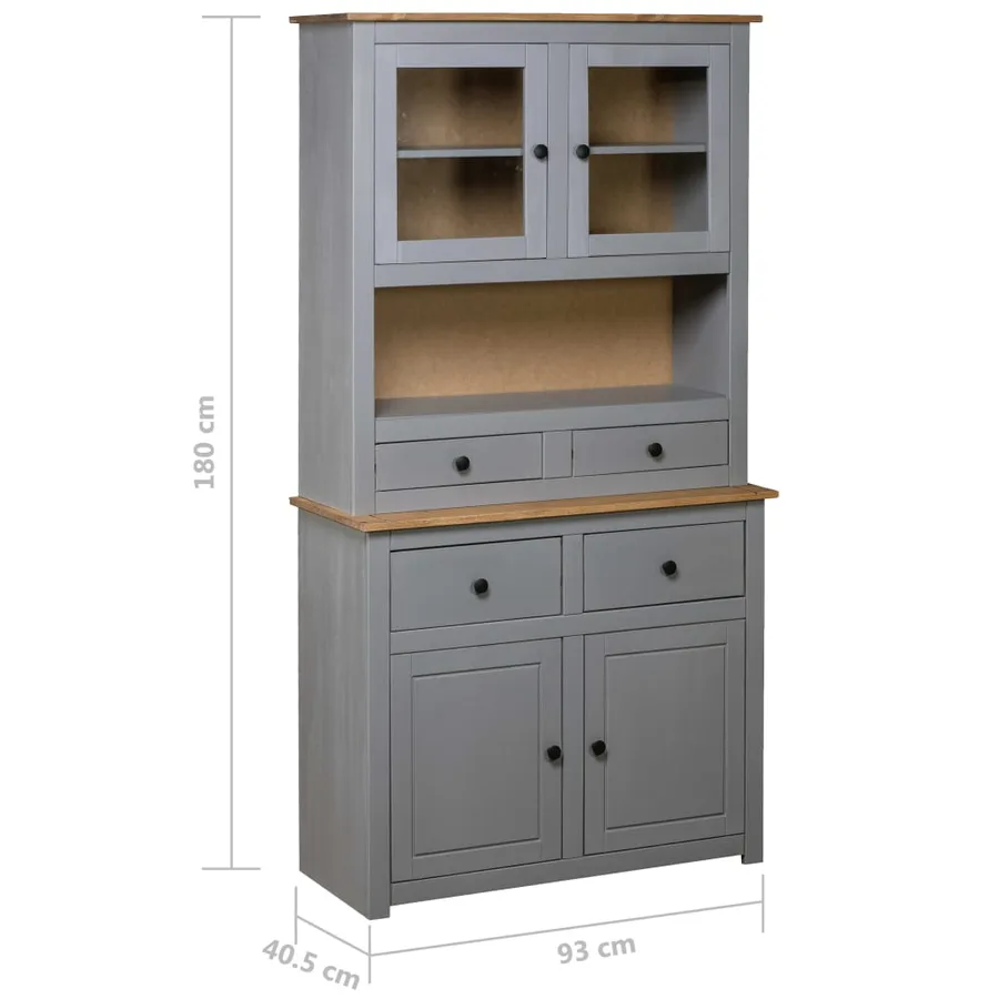 Buffet haut Gris 93x40,5x180 cm Pin Gamme Panama - 7
