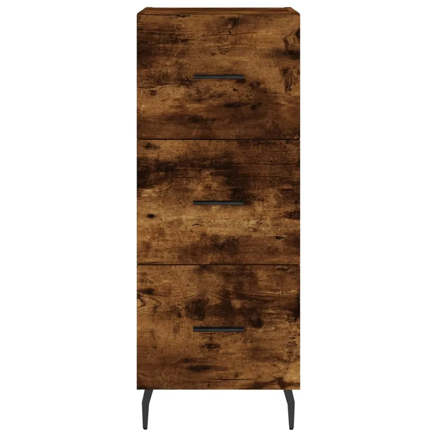 Buffet haut Chêne fumé 34,5x34x180 cm Bois d'ingénierie - 6