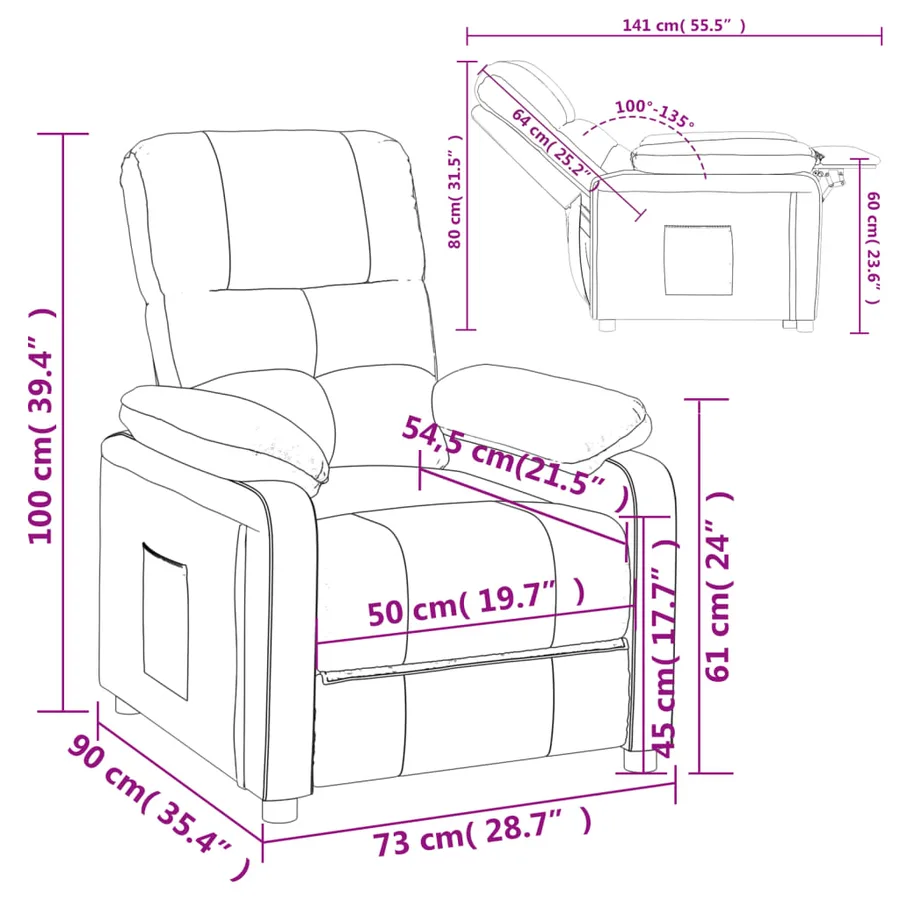 Fauteuil inclinable Crème Tissu - 10