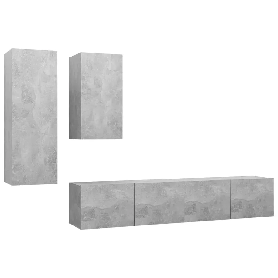 Ensemble de meubles TV 4 pcs Gris béton Bois d'ingénierie - 2