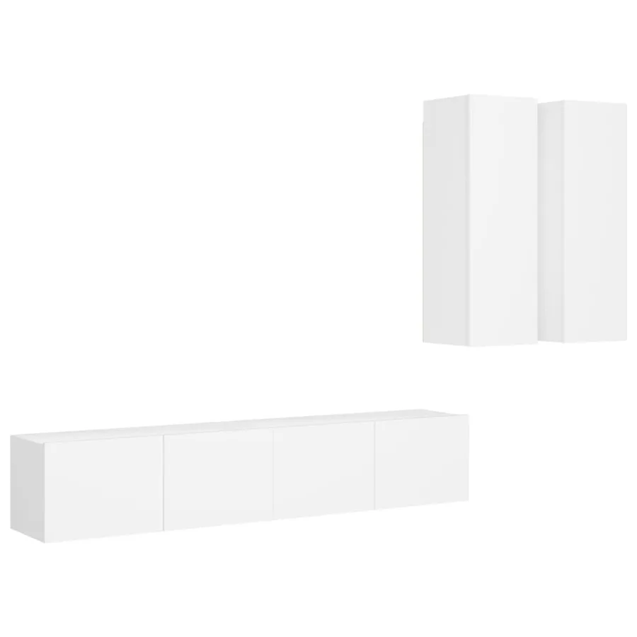 Ensemble de meubles TV 4 pcs Blanc Bois d'ingénierie - 2
