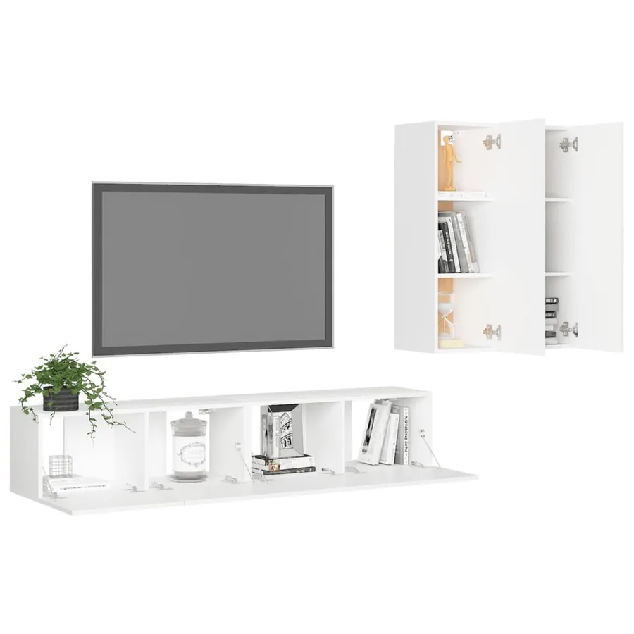 Ensemble de meubles TV 4 pcs Blanc Bois d'ingénierie - 3