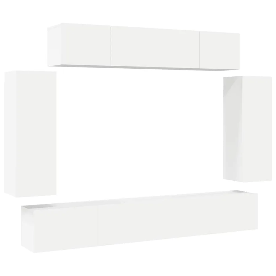 Ensemble de meuble TV 6 pcs Blanc Bois d'ingénierie - 2