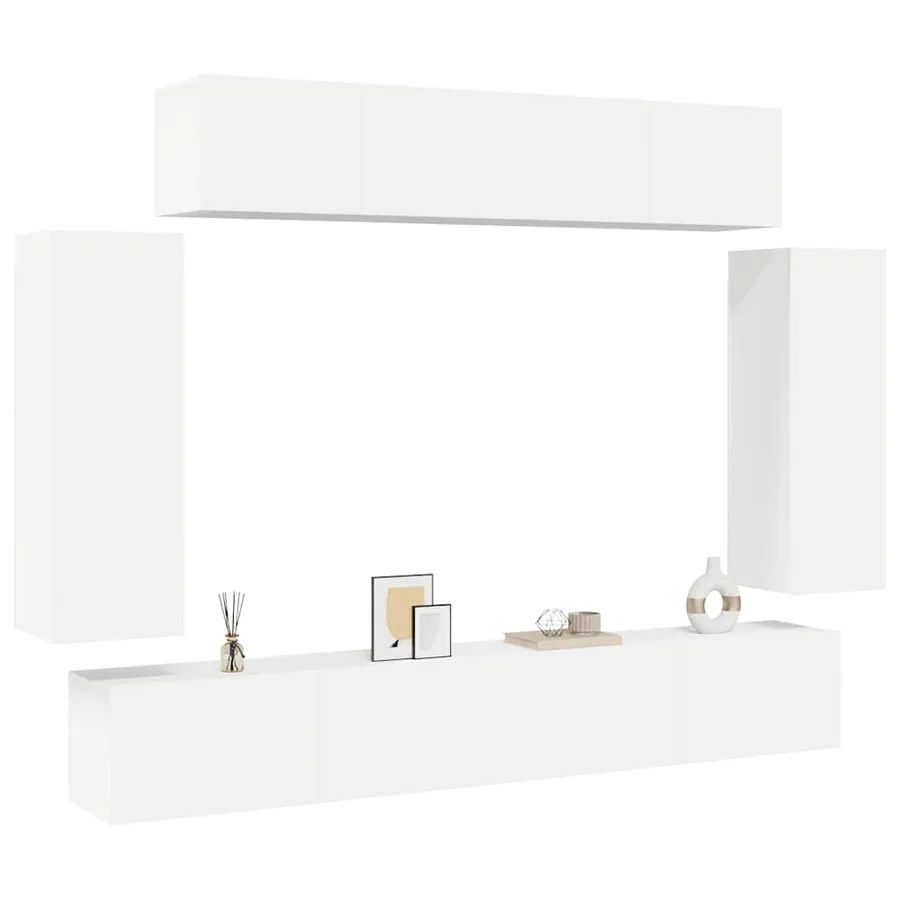Ensemble de meuble TV 6 pcs Blanc Bois d'ingénierie - 3
