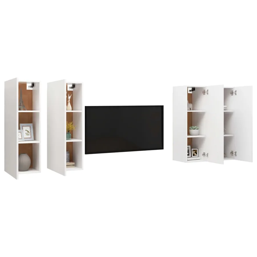 Meubles TV 4 pcs Blanc 30,5x30x90 cm Bois d'ingénierie - 3