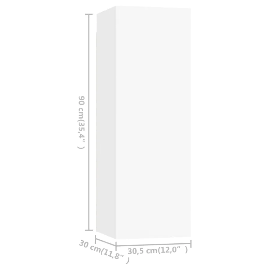 Meubles TV 4 pcs Blanc 30,5x30x90 cm Bois d'ingénierie - 5