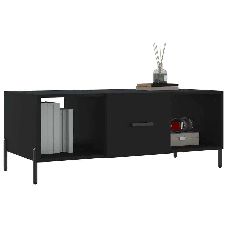 Table basse noir 102x50x40 cm bois d'ingénierie - 3