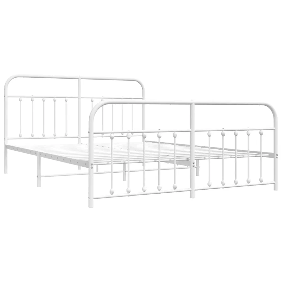 Cadre de lit métal sans matelas et pied de lit blanc 183x213 cm - 3