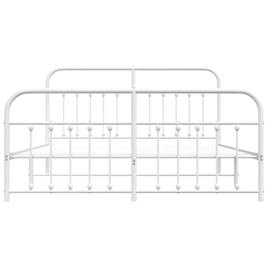 Cadre de lit métal sans matelas et pied de lit blanc 183x213 cm - 6