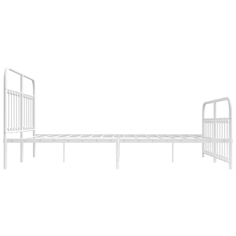 Cadre de lit métal sans matelas et pied de lit blanc 183x213 cm - 7