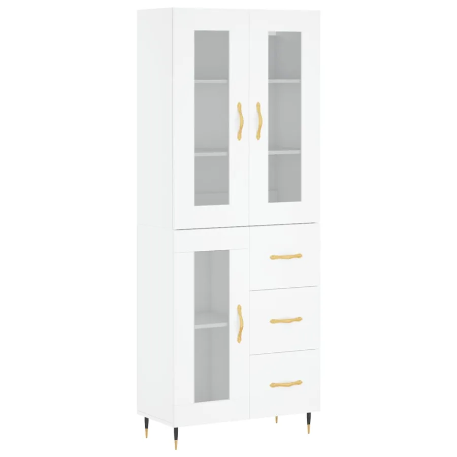 Buffet haut Blanc 69,5x34x180 cm Bois d'ingénierie - 2