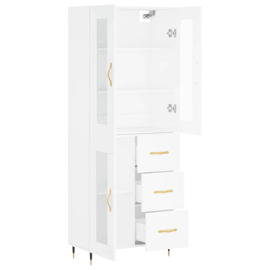 Buffet haut Blanc 69,5x34x180 cm Bois d'ingénierie - 4