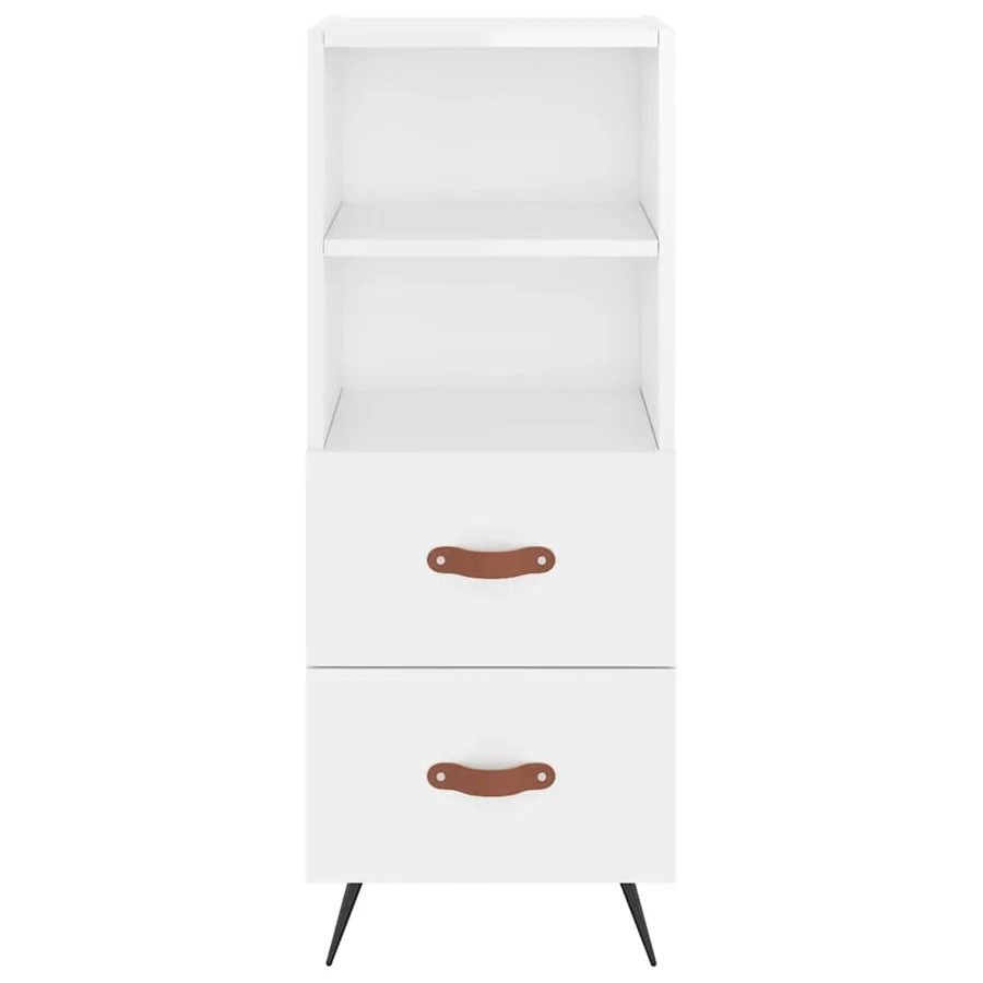 Buffet haut Blanc brillant 34,5x34x180 cm Bois d'ingénierie - 6