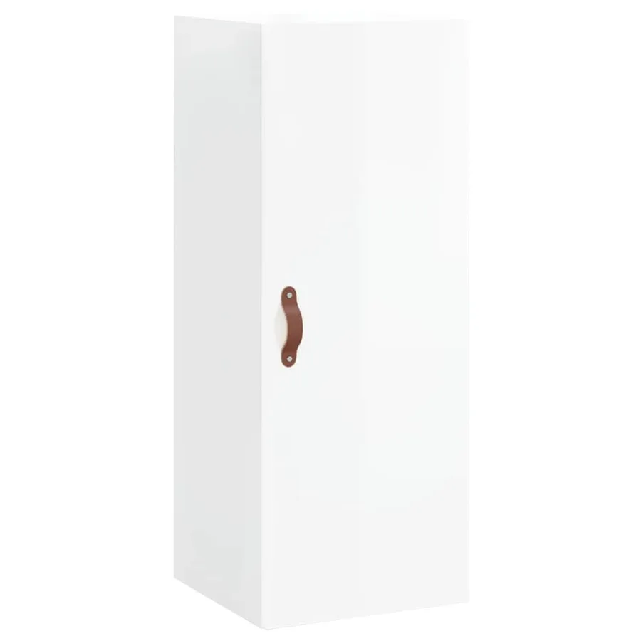 Buffet haut Blanc brillant 34,5x34x180 cm Bois d'ingénierie - 7