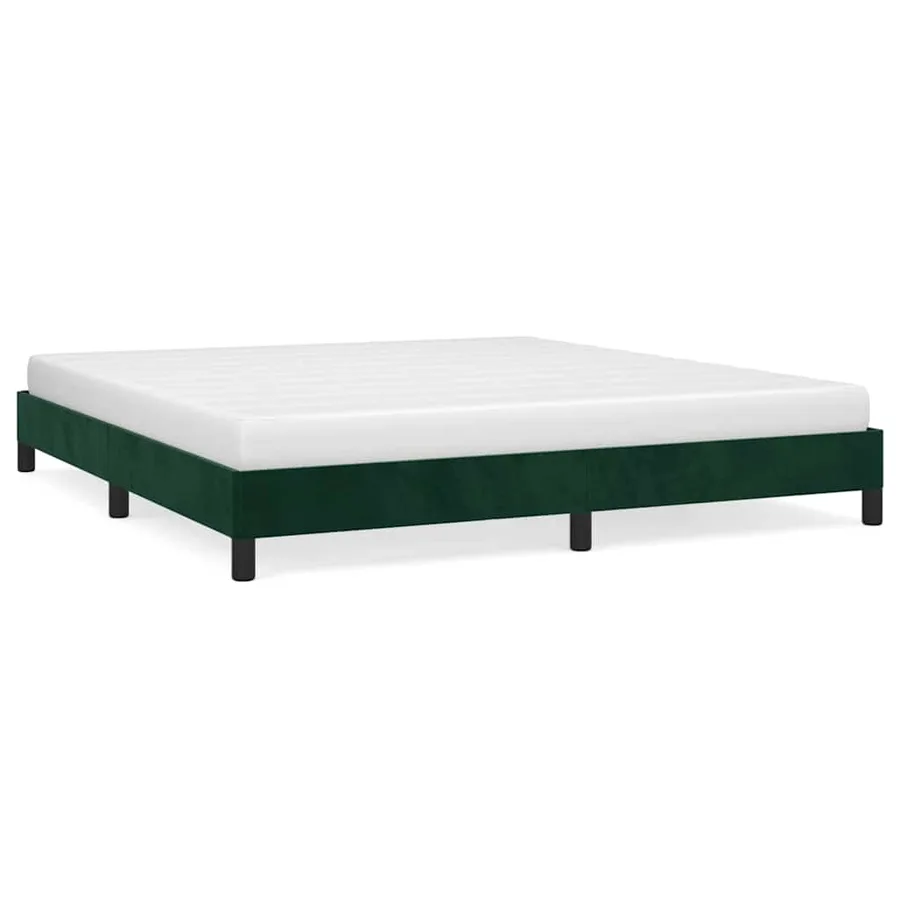 Cadre de lit sans matelas vert foncé 180x200 cm velours - 2