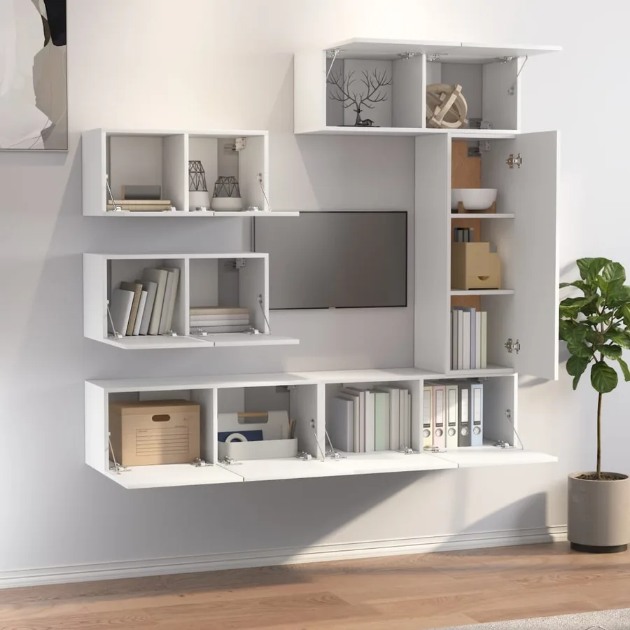 Ensemble de meubles TV 6 pcs Blanc Bois d'ingénierie - 3