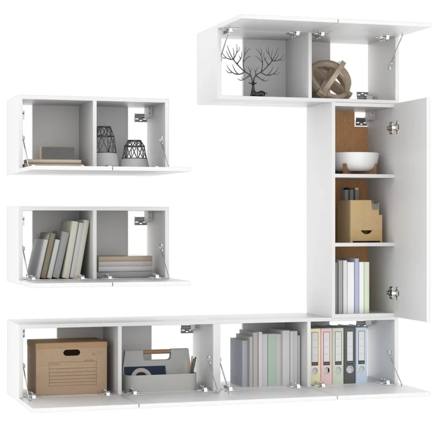 Ensemble de meubles TV 6 pcs Blanc Bois d'ingénierie - 4