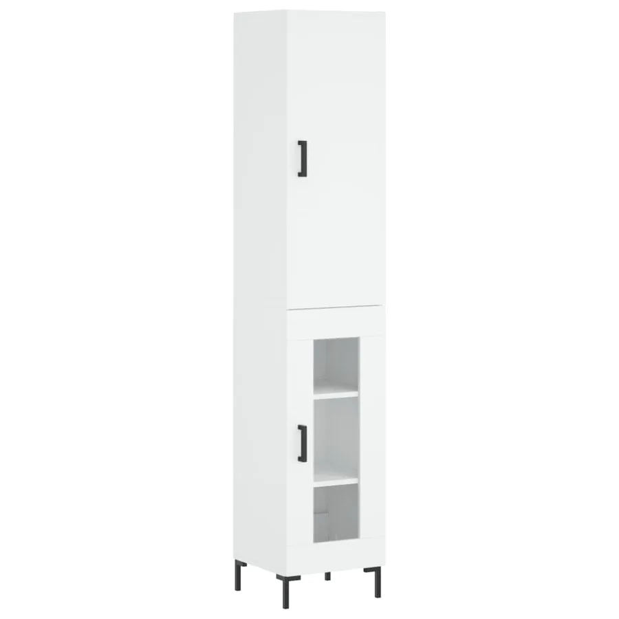 Buffet haut Blanc 34,5x34x180 cm Bois d'ingénierie - 2