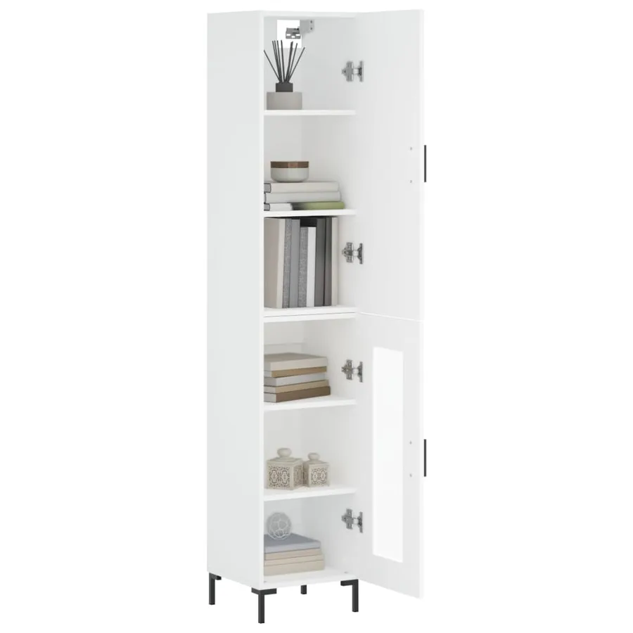 Buffet haut Blanc 34,5x34x180 cm Bois d'ingénierie - 3