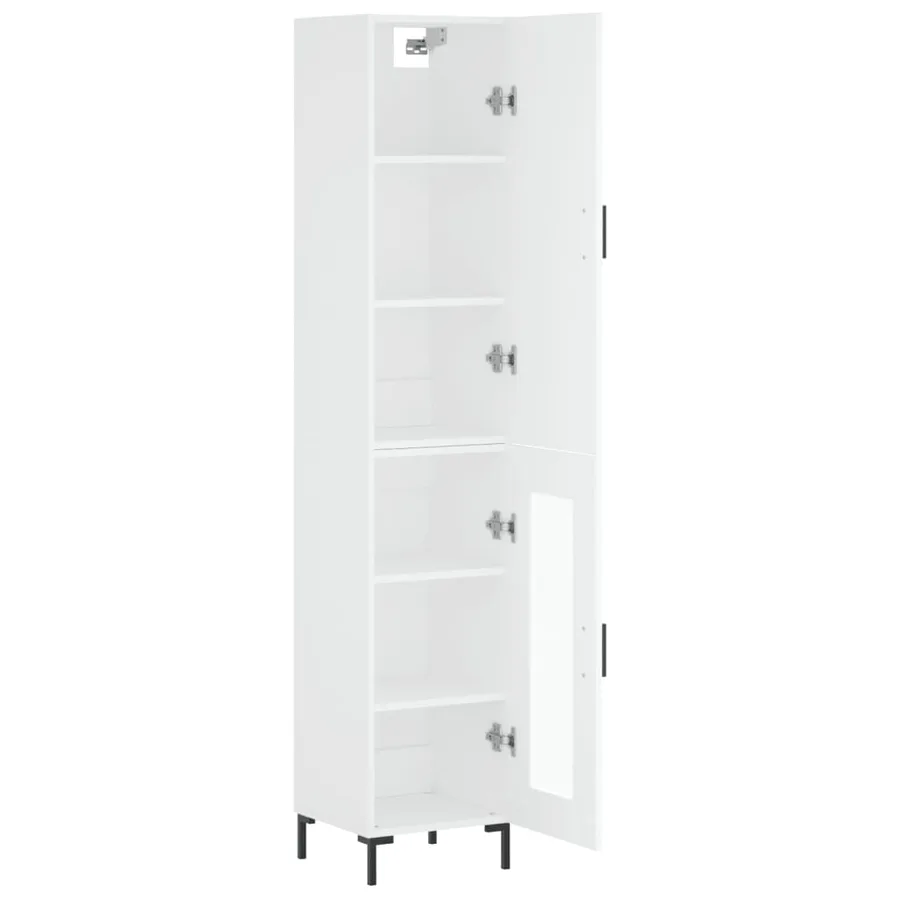 Buffet haut Blanc 34,5x34x180 cm Bois d'ingénierie - 4