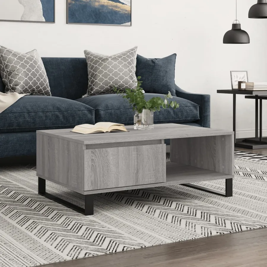 Table basse sonoma gris 90x60x35 cm bois d'ingénierie