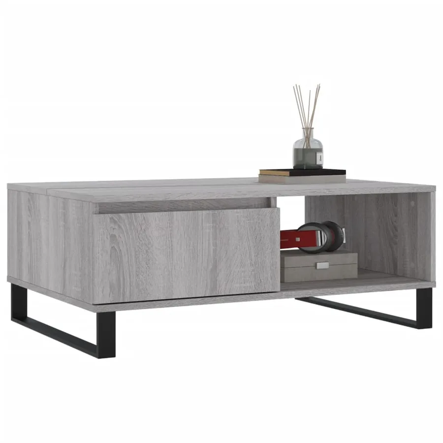 Table basse sonoma gris 90x60x35 cm bois d'ingénierie - 3