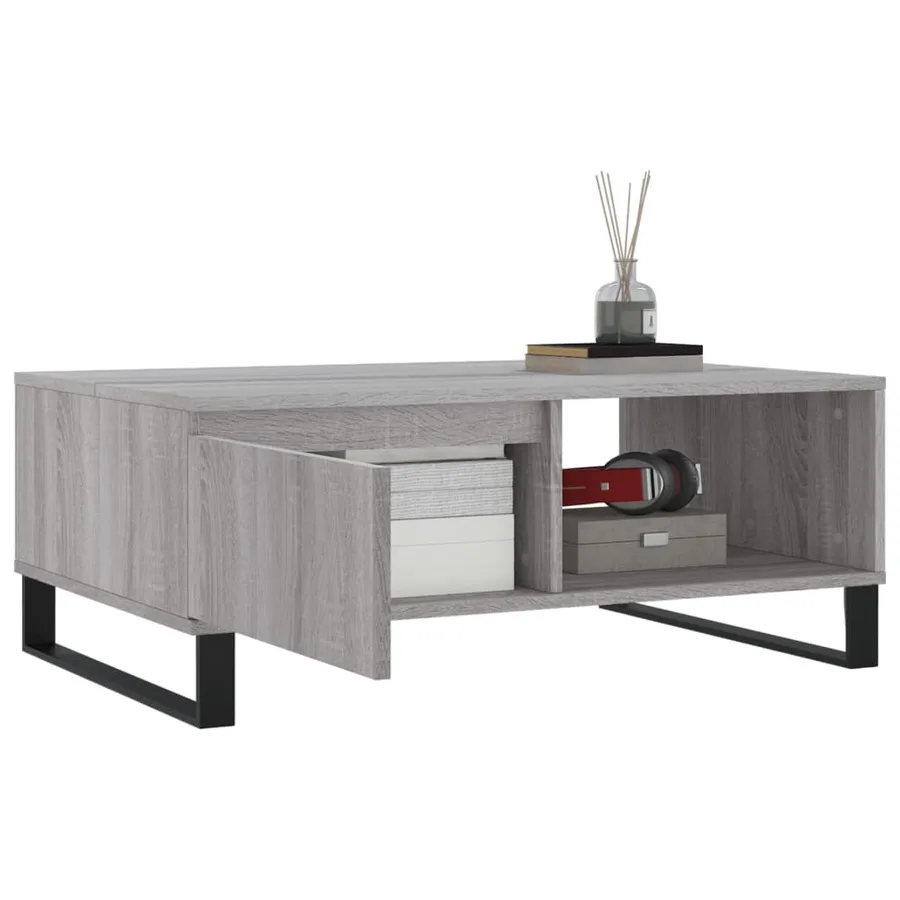 Table basse sonoma gris 90x60x35 cm bois d'ingénierie - 4