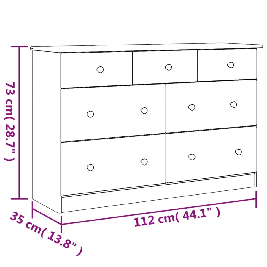 Commode ALTA 112x35x73 cm bois massif de pin - 9