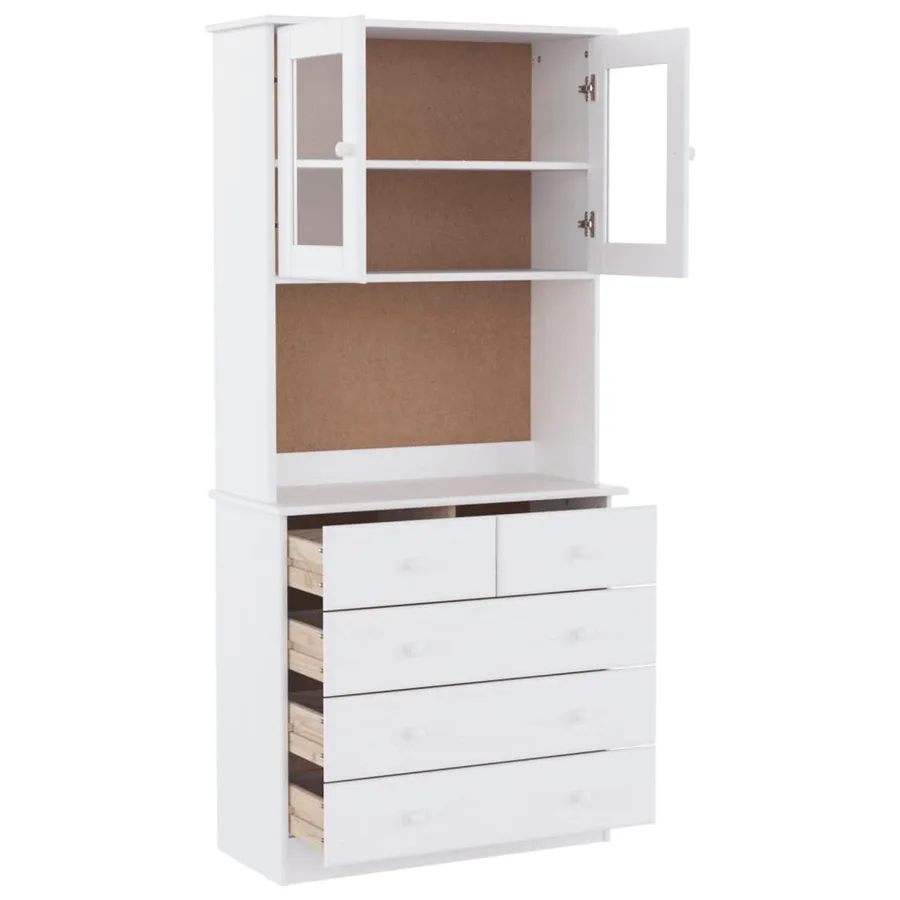 Buffet ALTA blanc 77x35x165 cm bois massif de pin - 4
