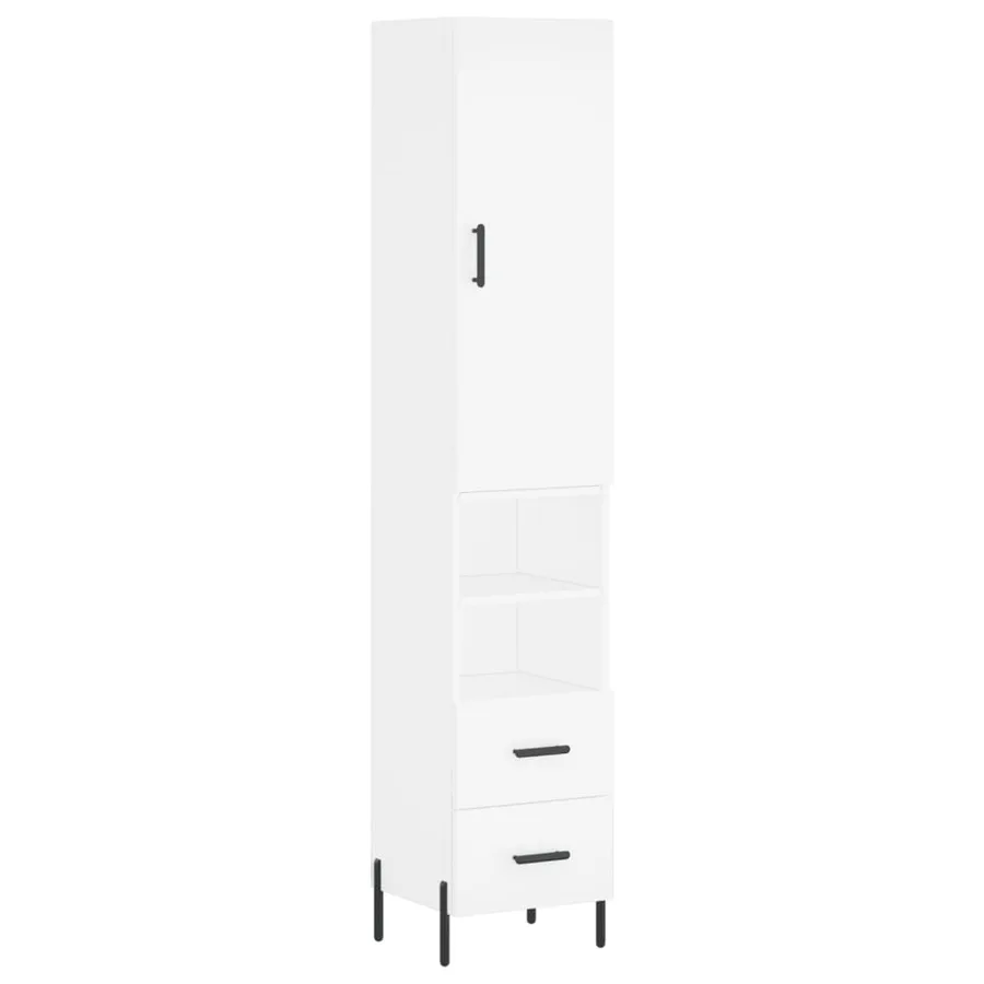 Buffet haut Blanc 34,5x34x180 cm Bois d'ingénierie - 2