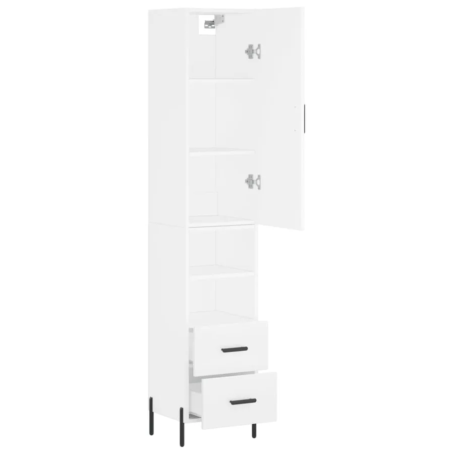 Buffet haut Blanc 34,5x34x180 cm Bois d'ingénierie - 4