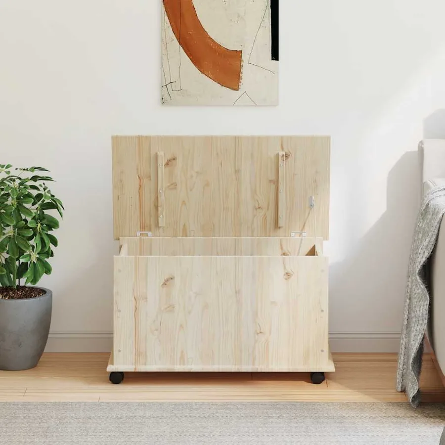 Coffre de rangement à roulettes ALTA 73x39,5x43 cm bois de pin - 3