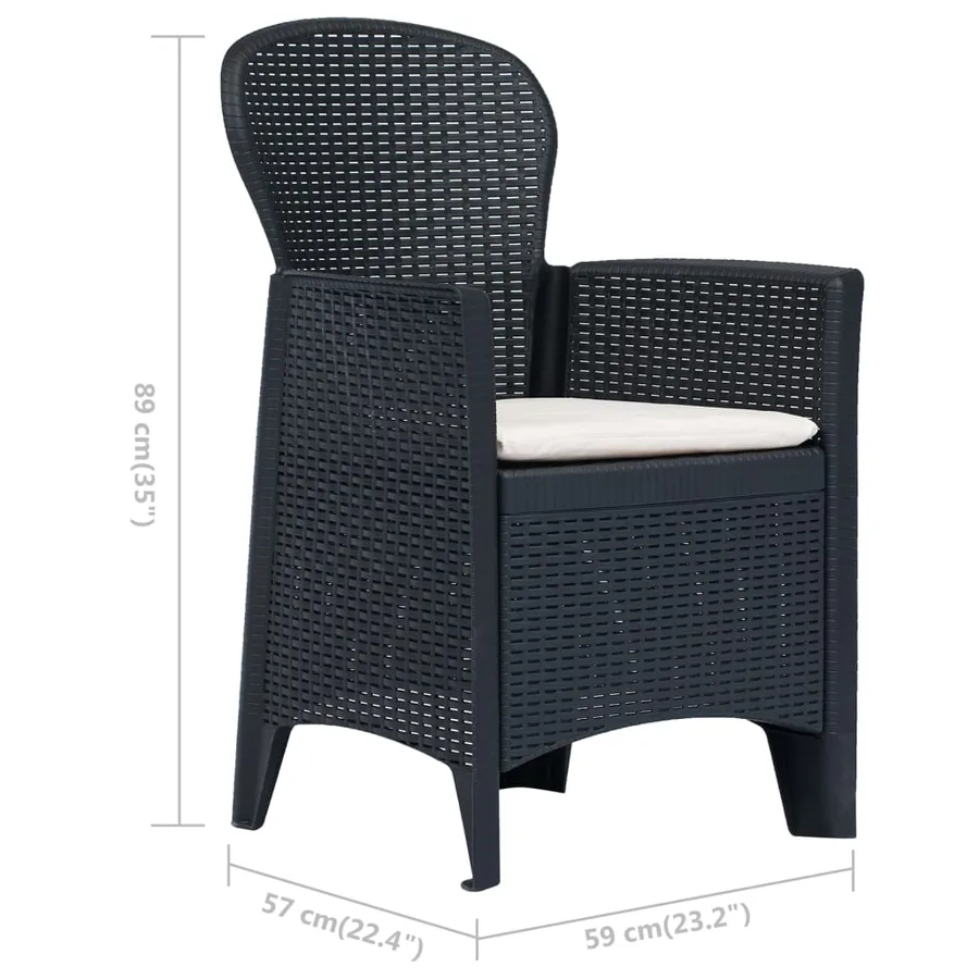 Ensemble de bistro 3 pcs Plastique Anthracite Aspect de rotin - 11