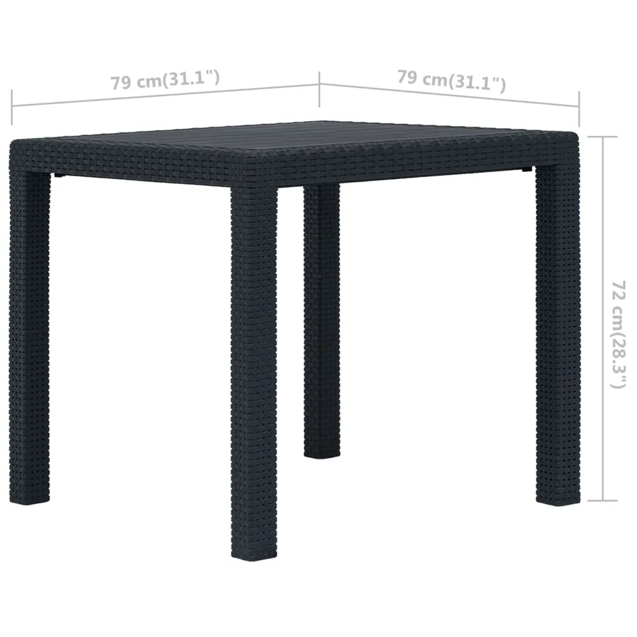 Ensemble de bistro 3 pcs Plastique Anthracite Aspect de rotin - 12