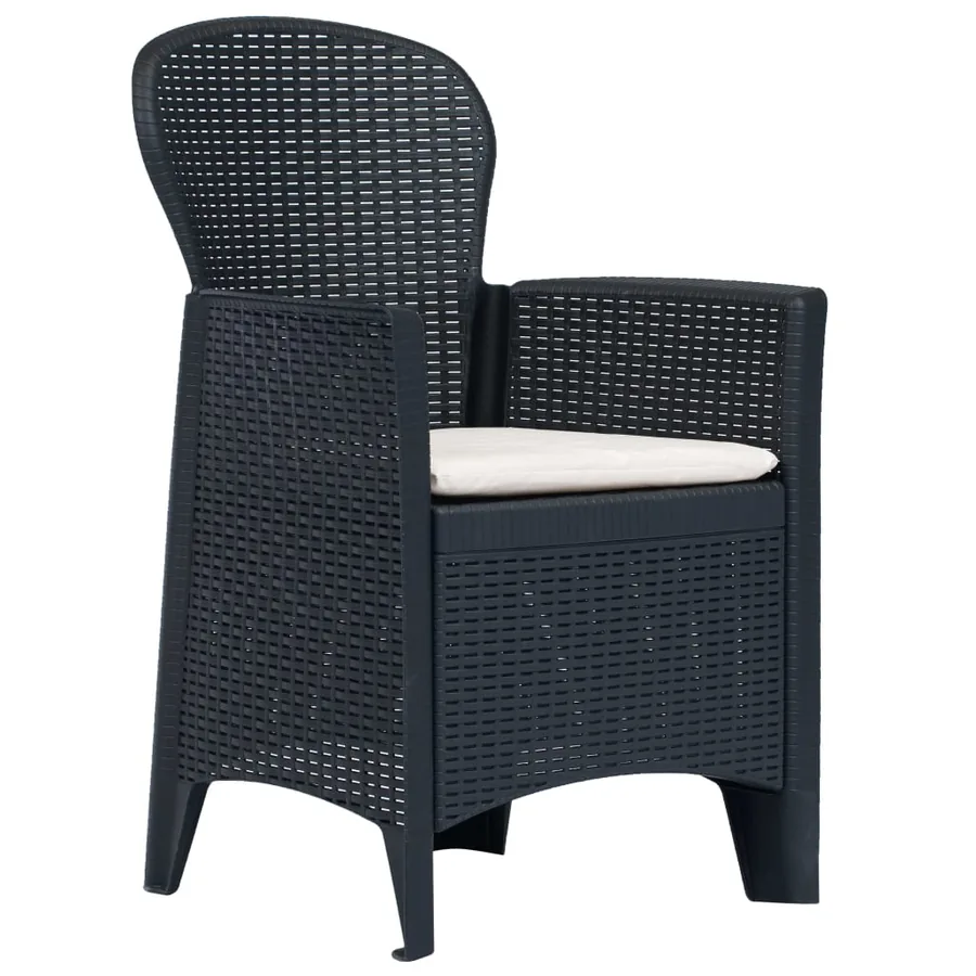 Ensemble de bistro 3 pcs Plastique Anthracite Aspect de rotin - 2