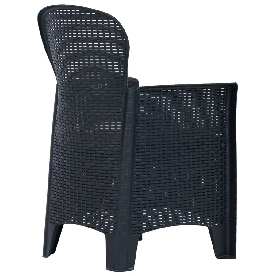 Ensemble de bistro 3 pcs Plastique Anthracite Aspect de rotin - 3